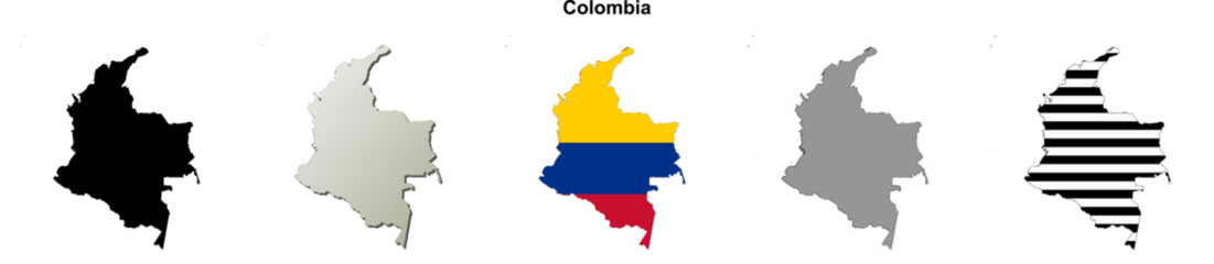 Fototapeta premium Colombia outline map set
