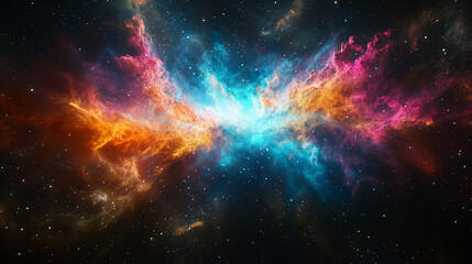 Naklejka premium A Stunning Nebula of Colors and Light in the Depths of Space, Where Stars are Born and Worlds Begin