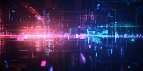 Glowing digital binary code matrix streaming across blurred cyberspace, symbolizing technological connectivity and data revolution
