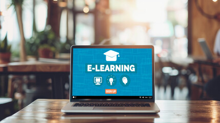 Fototapeta premium E-learning website with brisk sofware for student to study online on the internet network