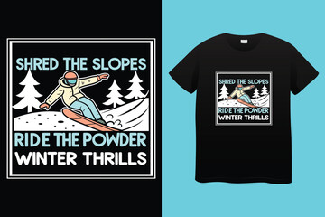 Monochrome illustrations of snowboarders and skiers enjoying winter holidays in a mountain ski resort, perfect for t shirt designs or any winter sports promotion.