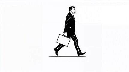 Obraz premium Businessman is walking briskly, carrying a briefcase