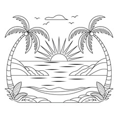 sea beach and sun coloring page  © Sabit