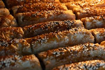 Traditional turkish minced meat and sesame pastry