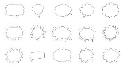 Hand-Drawn Speech Bubbles and Comic Book Style Word Balloons:  Blank Templates for Design Projects, Illustrations, and Digital Art
