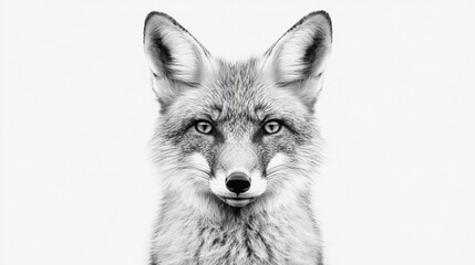 Fototapeta premium Monochrome fox portrait, studio shot, wildlife, calm background, print