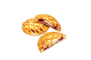 Three pockets with cherry lattice design.