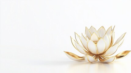 White gold lotus blossom, minimalist studio background, serenity, spa, advertising
