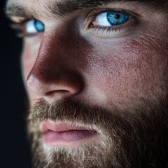Fototapeta premium close up portrait of a man with blue eyes and a beard