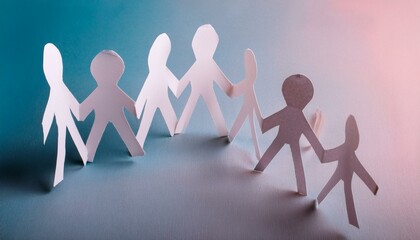 손과 손이 연결된 종이 사슬 형태의 종이인형