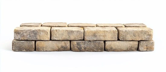 Obraz premium Stone wall section, studio shot, white background, landscaping
