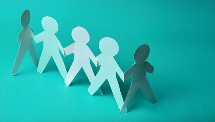 손과 손이 연결된 종이 사슬 형태의 종이인형