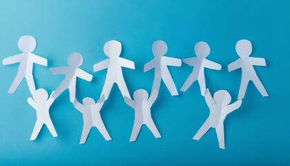 손과 손이 연결된 종이 사슬 형태의 종이인형