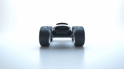 Black monster truck studio shot, rear view, white background, advertising