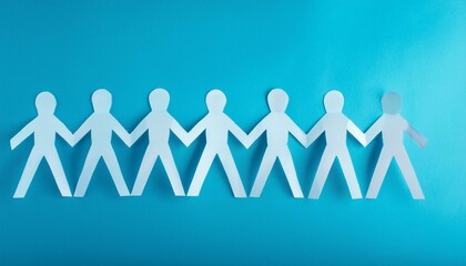 손과 손이 연결된 종이 사슬 형태의 종이인형