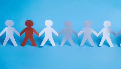 손과 손이 연결된 종이 사슬 형태의 종이인형