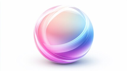 Obraz premium Pastel sphere orbiting, white background, abstract design, logo element