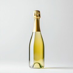 Fototapeta premium a bottle of champagne with a gold foil top on a white background.