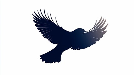 Obraz premium Bird soaring, gradient silhouette, white background, freedom concept, logo design