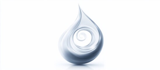 Abstract water drop swirl, white background, purity concept