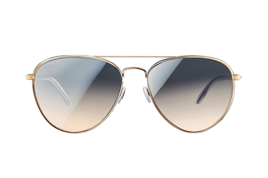 A stylish pair of sunglasses on a clear, transparent background.