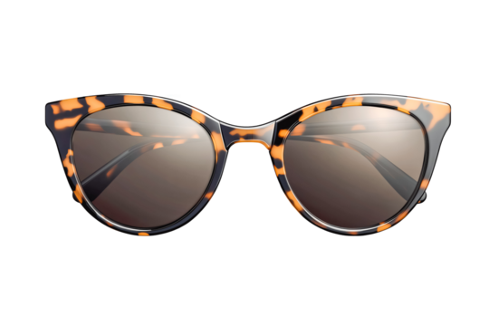 A stylish pair of sunglasses on a clear, transparent background.
