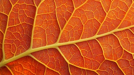 Obraz premium Autumn leaf vein texture close-up, nature background, design element