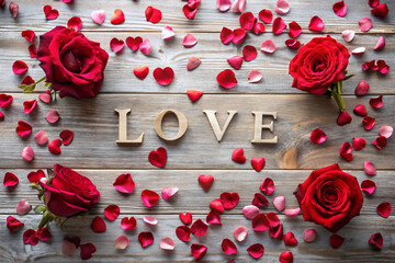 Valentine's background with scattered rose petals, creating a romantic and gentle atmosphere perfect for love celebrations.