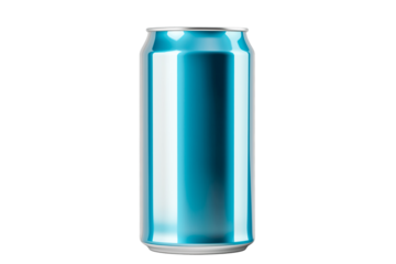 Blue soda can mockup template on transparent background