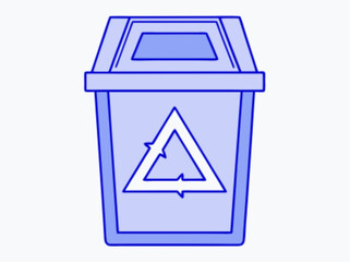 Blue Vector Illustration of Recycling Bin with Recycling Symbol