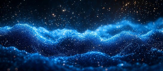 Obraz premium A mesmerizing view of shimmering blue waves of light, creating a cosmic atmosphere