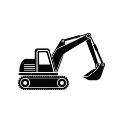 Construction excavator silhouette vector illustration isolated on a white background