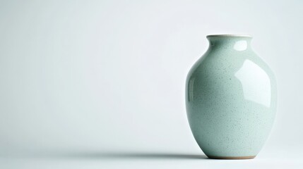 minimal modern light green ceramic vase on light gray background