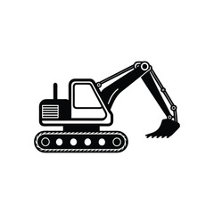 excavator silhouette vector illustration isolated on a white background