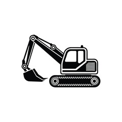 Construction excavator silhouette vector illustration isolated on a white background