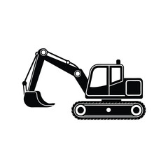 excavator silhouette vector illustration isolated on a white background