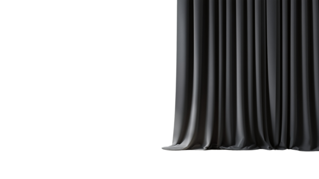 Modern blackout curtains in a matte charcoal gray isolated on transparent background (3) - Powered by Adobe
