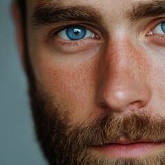 Obraz premium close-up portrait of a man with blue eyes and a beard