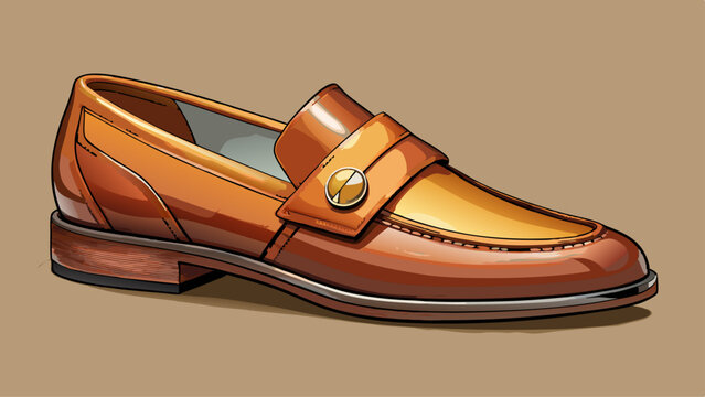 Cognac leather loafers with penny strap detail against a neutral beige background classic sophistication