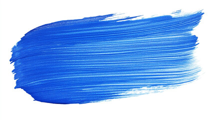 Vibrant blue paint stroke on a white background for artistic projects and design