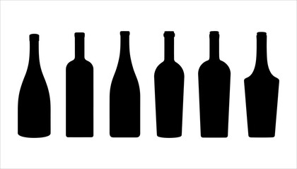 set of bottles silhouette icon isolated on white background