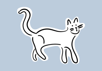 cute cat illustration with simple line art, designed as a sticker.