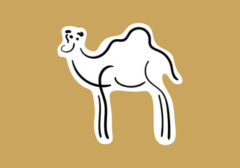 simple line art illustration of a camel icon, inspired by Arabian culture.