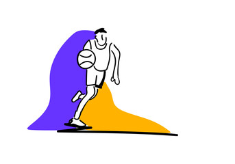 hewan-24.epsimple line art illustration of a man in a basketball pose, designed as an icon.s