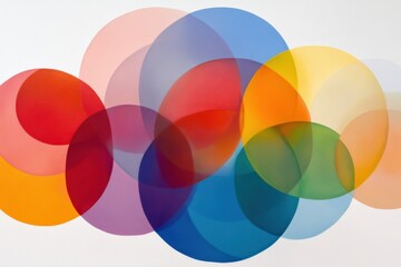 vibrant overlapping translucent circles in rainbow colors on a white background
