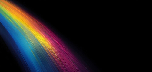 A striking arc of rainbow colors emerging from a dark space