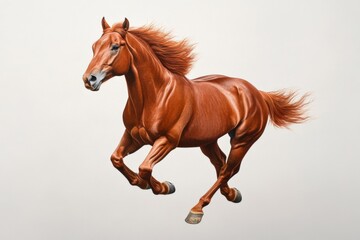 Obraz premium powerful chestnut horse galloping freely on a white background