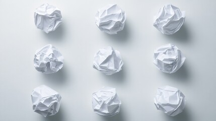 Naklejka premium crumpled paper balls on a white background