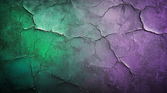 Cracked Grunge Texture with Vibrant Green and Purple Gradient