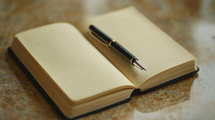 Blank Page in Notebook with Pen Ready for Writing Ideas and Creative Thoughts